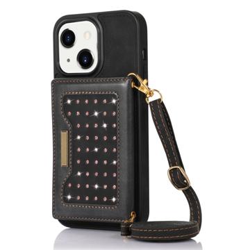 Rhinestone Decor iPhone 14 Plus Skal med Plånbok