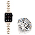 Strassdekorerat Apple Watch 7/SE/6/5/4/3/2/1 Armband - 45mm/44mm/42mm - Champagne Guld