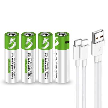 SMARTOOOLS Litium USB-C Uppladdningsbart AA-batteri - 1700mAh - 4 st.