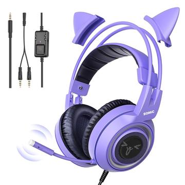SOMIC G951S E-Sports Gaming-hörlurar 3.5mm trådbundet över-örat-headset - lila