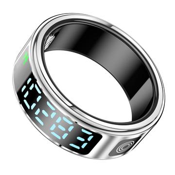 SR08 Smart Ring med digital display - Storlek: 21.5mm - Silver