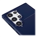 Saii Kolfiber Samsung Galaxy S22 Ultra 5G TPU Skal - Blå