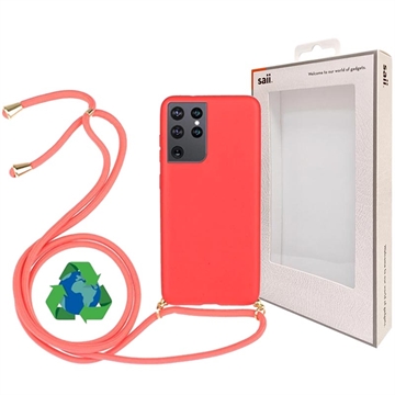 Saii Eco-line Samsung Galaxy S21 Ultra 5G Skal med Rem - Röd