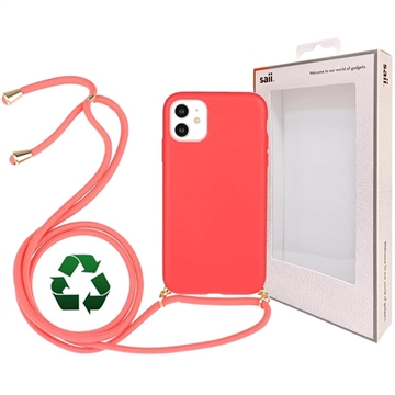 Saii Eco-Line iPhone 11 Bionedbrytbar Skal med Rem - Röd