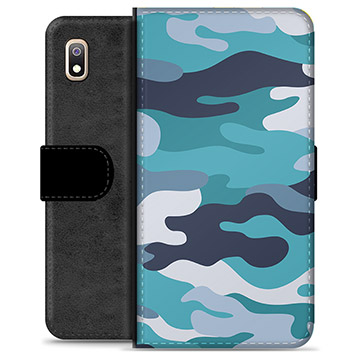 Samsung Galaxy A10 Premium Plånboksfodral - Blå Kamouflage