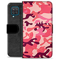 Samsung Galaxy A12 Premium Plånboksfodral - Rosa Kamouflage