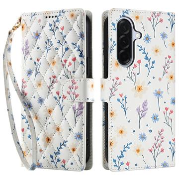 Samsung Galaxy A17/A26 Rombiskt blommigt plånboksfodral - färgglada blommor