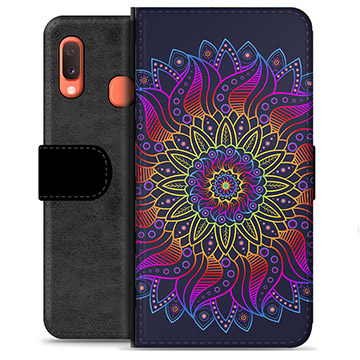 Samsung Galaxy A20e Premium Plånboksfodral - Färgrik Mandala