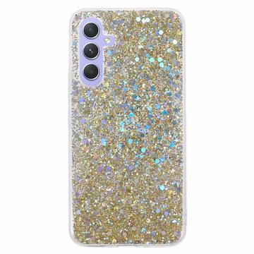 Samsung Galaxy A35 Glitter Flakes TPU-skal - Guld