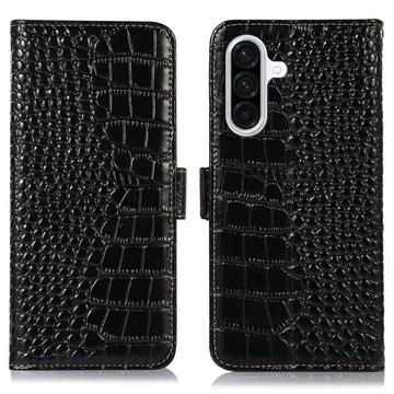 Samsung Galaxy A36 Crocodile Serie Läder Plånboksfodral med RFID - Svart