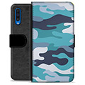 Samsung Galaxy A50 Premium Plånboksfodral - Blå Kamouflage