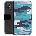 Samsung Galaxy A51 Premium Plånboksfodral - Blå Kamouflage