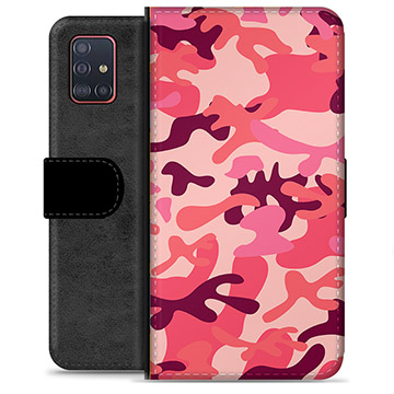 Samsung Galaxy A51 Premium Plånboksfodral - Rosa Kamouflage