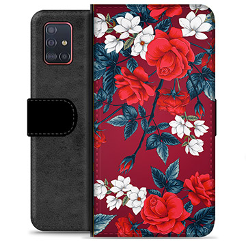 Samsung Galaxy A51 Premium Plånboksfodral - Vintage Blommor