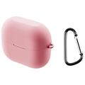 Samsung Galaxy Buds3 FE Silikonskal med Karbinhake - Rosa