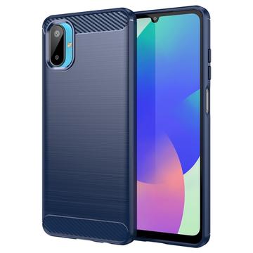 Samsung Galaxy M06/F06 5G Borstat TPU Skal - Kolfiber - Blå
