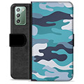 Samsung Galaxy Note20 Premium Plånboksfodral - Blå Kamouflage