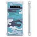 Samsung Galaxy S10 Hybridskal - Blå Kamouflage