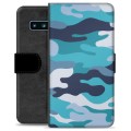 Samsung Galaxy S10 Premium Plånboksfodral - Blå Kamouflage
