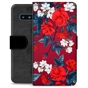 Samsung Galaxy S10 Premium Plånboksfodral - Vintage Blommor