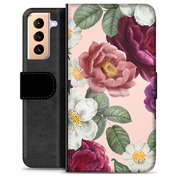 Samsung Galaxy S21+ 5G Premium Plånboksfodral - Romantiska Blommor
