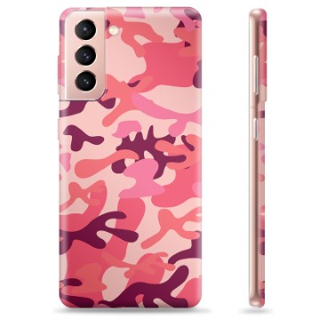 Samsung Galaxy S21 5G TPU-Skal - Rosa Kamouflage