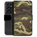 Samsung Galaxy S21 Ultra 5G Premium Plånboksfodral - Kamouflage