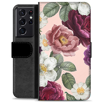 Samsung Galaxy S21 Ultra 5G Premium Plånboksfodral - Romantiska Blommor
