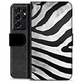 Samsung Galaxy S21 Ultra 5G Premium Plånboksfodral - Zebra
