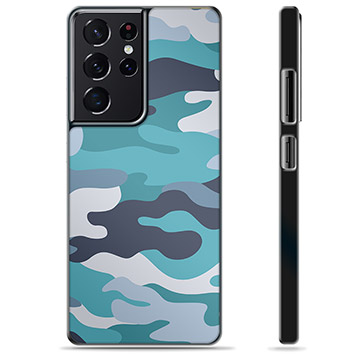 Samsung Galaxy S21 Ultra 5G Skyddsskal - Blå Kamouflage