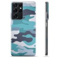 Samsung Galaxy S21 Ultra 5G TPU-Skal - Blå Kamouflage