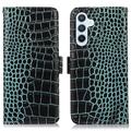 Samsung Galaxy S23 FE Crocodile Serie Läder Plånboksfodral med RFID - Grön