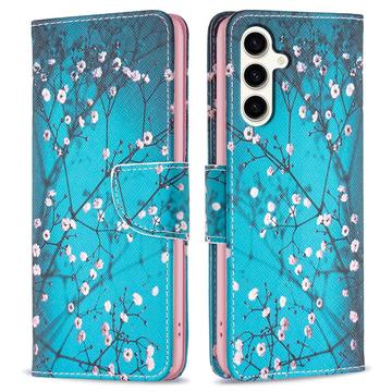 Samsung Galaxy S23 FE Wonder Series Plånboksfodral - Vit Blommor