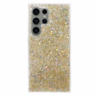 Samsung Galaxy S24 Ultra Glitter Flakes TPU-skal - Guld