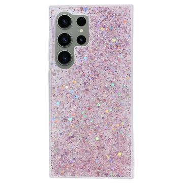 Samsung Galaxy S24 Ultra Glitter Flakes TPU-skal - Rosa