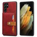 Samsung Galaxy S24 Ultra Retro Style Skal med Plånbok - Röd