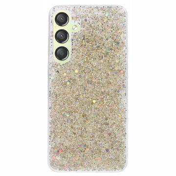 Samsung Galaxy S24+ Glitter Flakes TPU-skal - Guld
