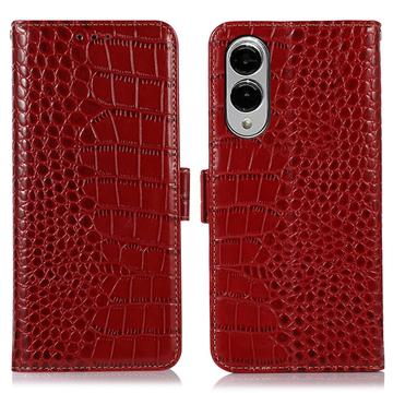 Samsung Galaxy S25 Edge Crocodile Serie Läder Plånboksfodral med RFID