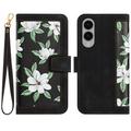 Samsung Galaxy S25 Edge Floral Plånboksfodral med kortplatser - Svart