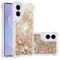 Samsung Galaxy S25 Edge Glitter Quicksand TPU-Skal - Guldhjärtan