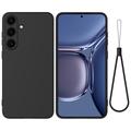 Samsung Galaxy S25 FE Flytande silikon skal med handrem - Svart