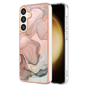 Samsung Galaxy S25 Marble Pattern Elektropläterat IMD TPU Skal - Rosa