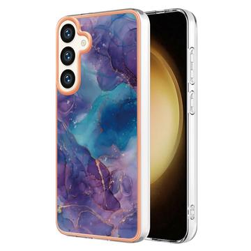 Motorola Moto G84 Marble Pattern Elektropläterat IMD TPU Skal - Lila / Blå