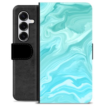 Samsung Galaxy S25+ Premium Plånboksfodral - Blå Marmor