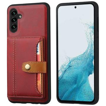 Samsung Galaxy S25 Retro Style Skal med Plånbok - Röd