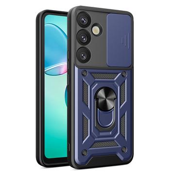 Samsung Galaxy S25 Hybrid Skal med Roterande Ring med Kameraskydd - Blå
