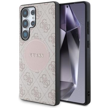 Samsung Galaxy S25 Ultra Guess 4G Round Patch Classic Logo Skal - MagSafe-kompatibel - Rosa