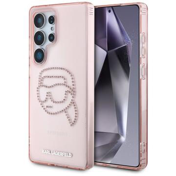 Samsung Galaxy S25 Ultra Karl Lagerfeld Rhinestones Karl Head Logo Skal - Rosa