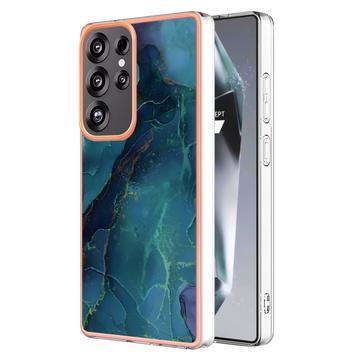Samsung Galaxy S25 Ultra Marble Pattern Elektropläterat IMD TPU Skal - Grön