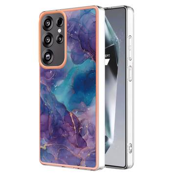 Motorola Moto G84 Marble Pattern Elektropläterat IMD TPU Skal - Lila